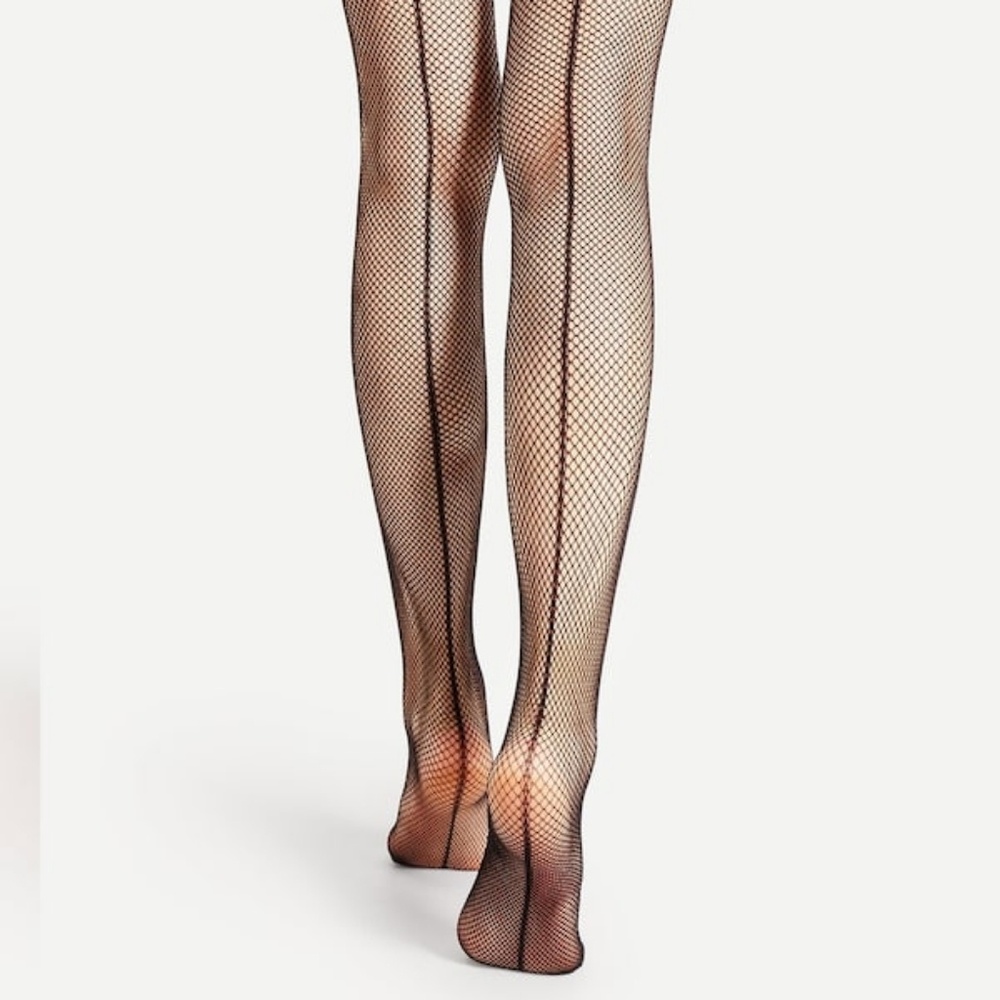 Bundle 2 pair Fishnet Back Seam Stockings S / M - Picture 4 of 6